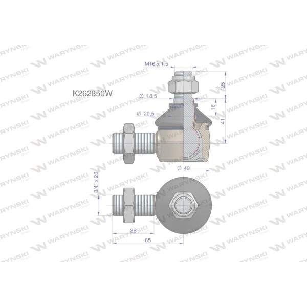 Przegub kierowniczy 3/4' K262850 WARYŃSKI K262850W | Exvi