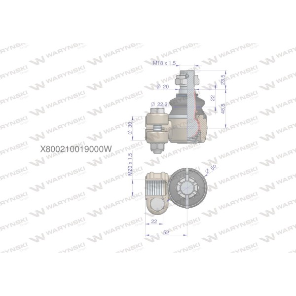 Przegub kierowniczy M20x1.5 X800210019000W | Exvi