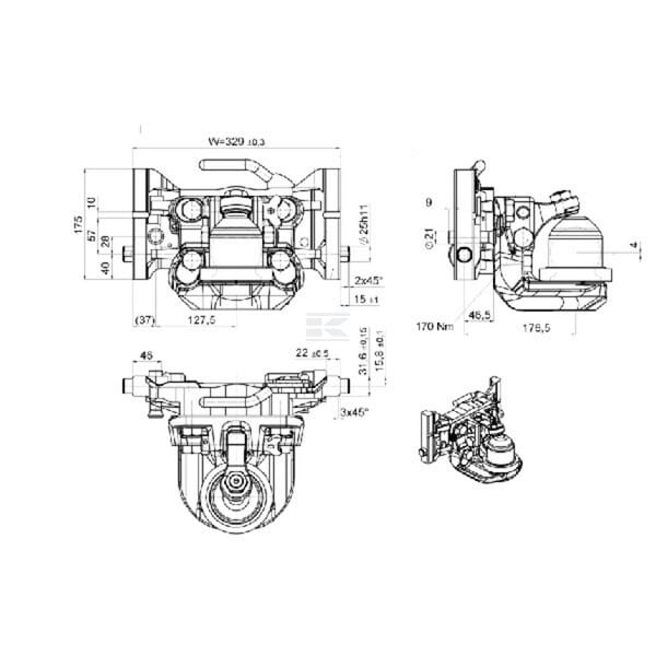 Zaczep transportowy kulowy K80 330 mm 05633042A11 | Exvi
