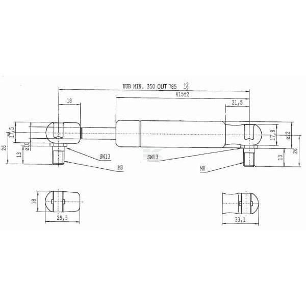 Sprężyna gazowa L785 mm 150N Stabilus CA095443 | Exvi