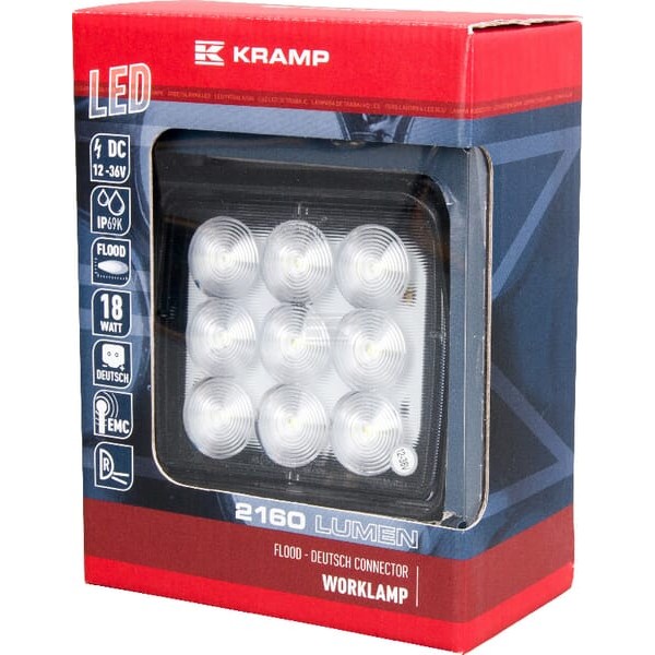 Lampa robocza LED, kwadratowa 18W 2160lm LA10093 | Exvi