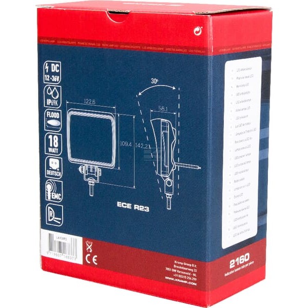 Lampa robocza LED, kwadratowa 18W 2160lm LA10093 | Exvi