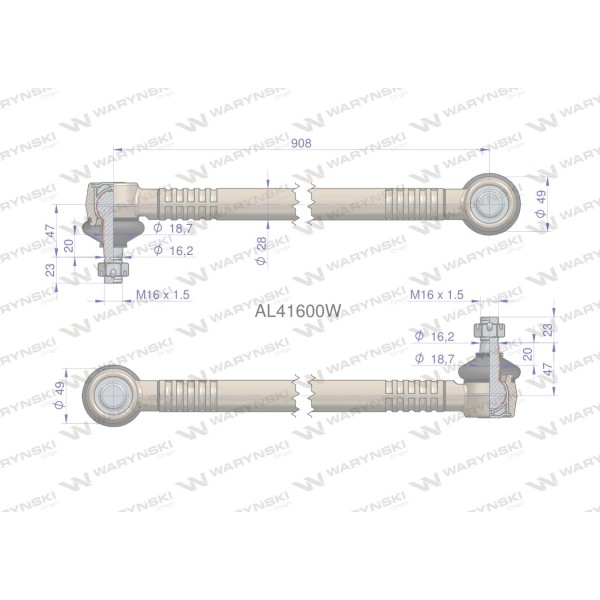Drążek kierowniczy 908mm AL41600 WARYŃSKI AL41600W | Exvi
