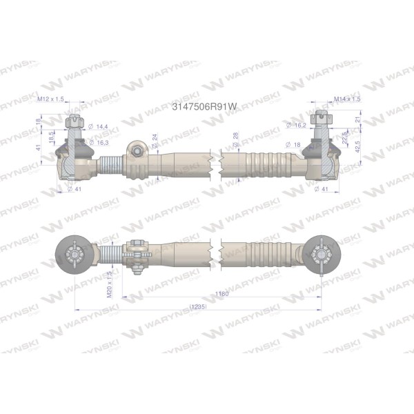 Drążek kierowniczy 1235mm 3147506R91W WARYŃSKI | Exvi