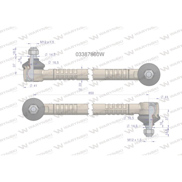 Drążek kierowniczy 03387860 WARYŃSKI 03/38-786/0 | Exvi