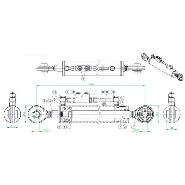 Łącznik górny hydrauliczny TEN/TEV TEVNNE357025022 | Exvi