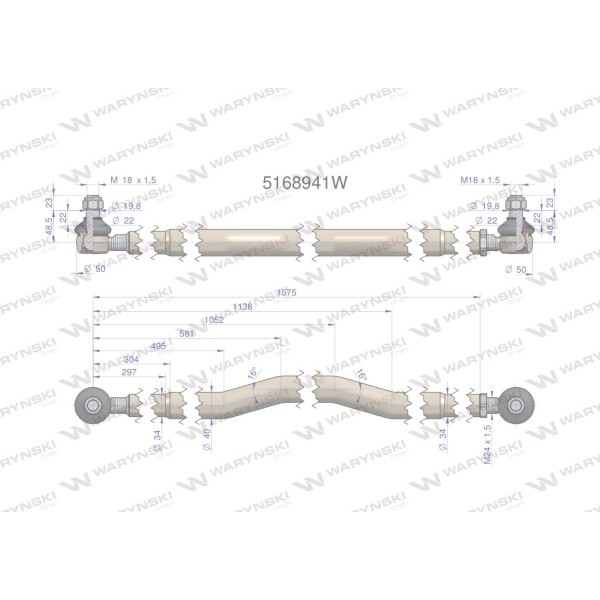 Drążek kierowniczy 5168941 WARYŃSKI 5168941W | Exvi