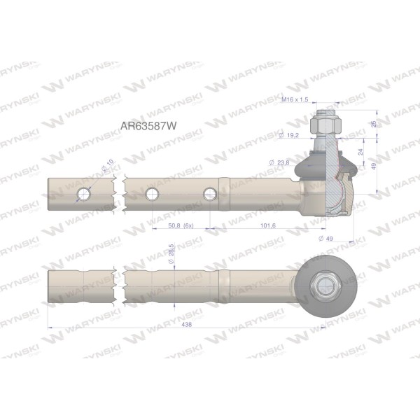 Przegub kierowniczy 438mm AR63587 WARYŃSKI AR63587W | Exvi