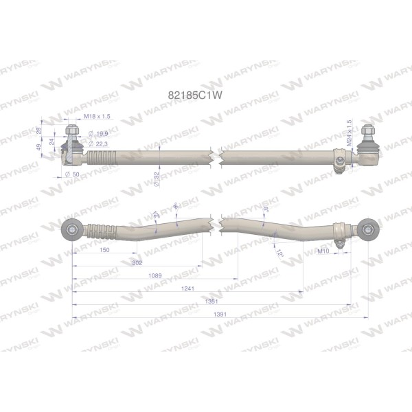 Drążek kierowniczy 1391mm 82185C1 WARYŃSKI 82185C1W | Exvi