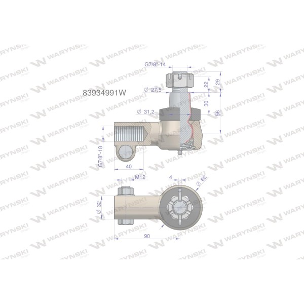 Przegub kierowniczy 7/8"L 83934991 83/93-499/1 | Exvi