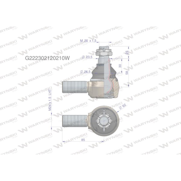 Przegub kierowniczy M24x1.5L G222302120210W | Exvi