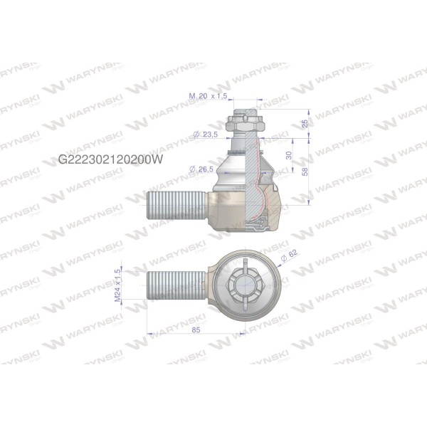 Przegub kierowniczy M24x1.5 G222302120200W | Exvi