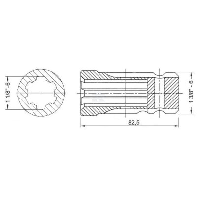 Tuleja profilowana wału WOM 1-1/8" F x 1-3/8" M TP245 | Exvi