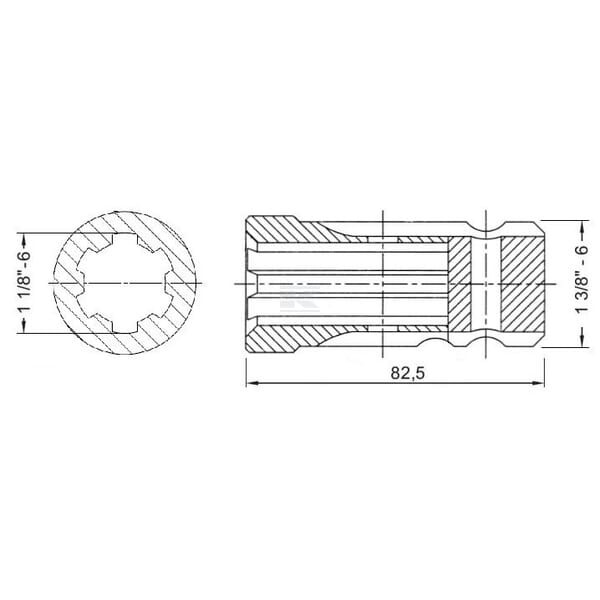 Tuleja profilowana wału WOM 1-1/8" F x 1-3/8" M TP245 | Exvi