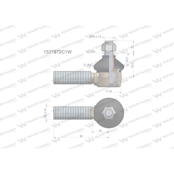Przegub kierowniczy 7/8' 1537872C1 1537872C1W | Exvi