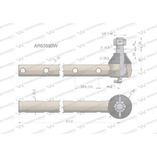 Przegub kierowniczy 411,5mm AR63592 WARYŃSKI AR63592W | Exvi