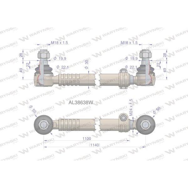Drążek kierowniczy AL38638 WARYŃSKI AL38638W | Exvi