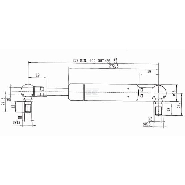 Sprężyna gazowa L498 mm 210N Stabilus CA047627 | Exvi