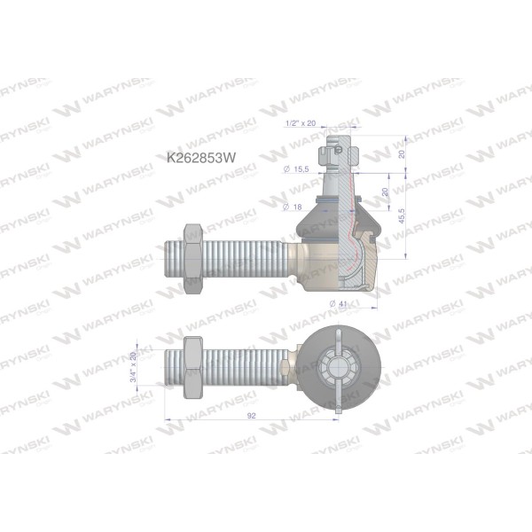 Przegub kierowniczy 3/4' K262853 WARYŃSKI K262853W | Exvi