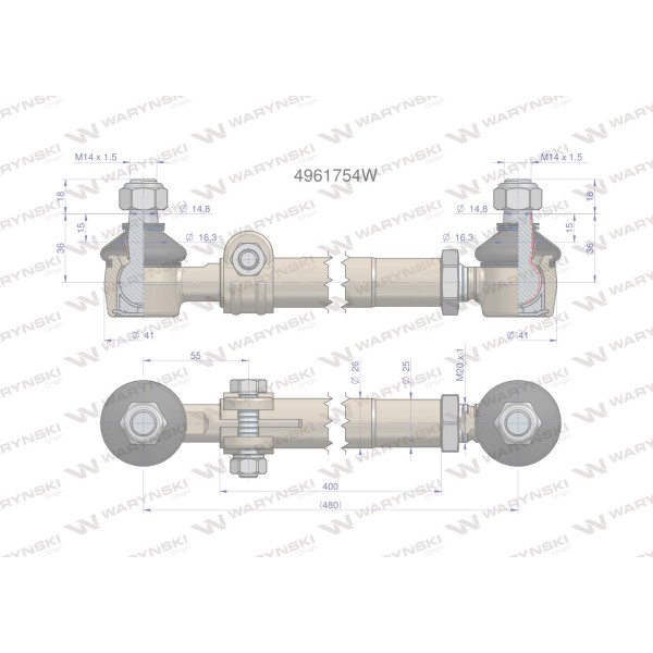 Drążek kierowniczy 4961754 WARYŃSKI 4961754W | Exvi