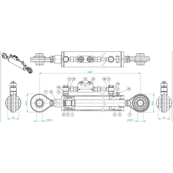 Łącznik górny hydrauliczny TEN/TEV TEVNNE306018822 | Exvi