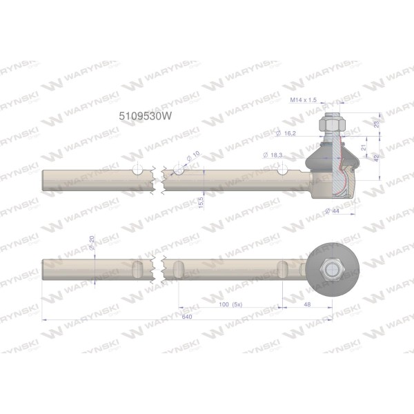 Przegub kierowniczy 6 karbów 5109530 5109530W | Exvi