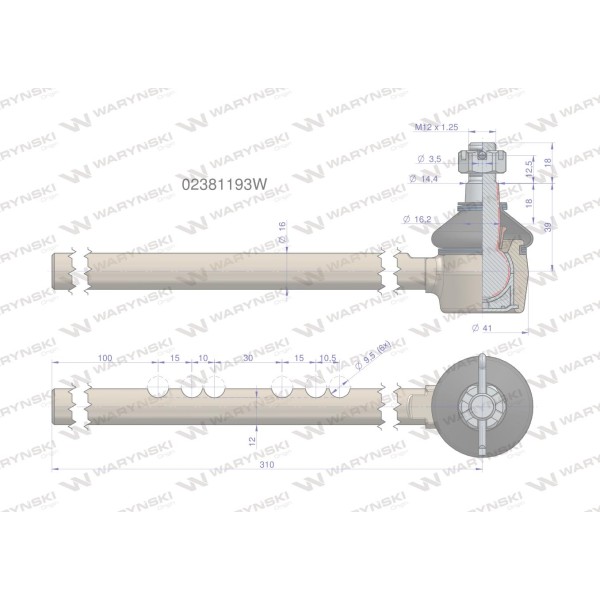 Przegub kierowniczy 310mm 02381193 02/38-119/3 | Exvi