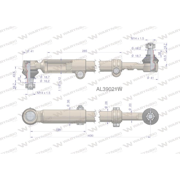 Drążek kierowniczy 406mm AL39021 WARYŃSKI AL39021W | Exvi