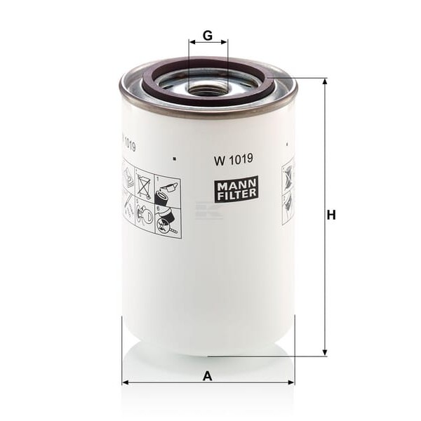 Filtr wymienny oleju smarowego W1019 | Exvi