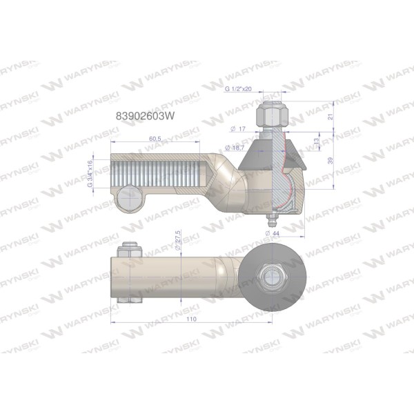 Przegub kierowniczy 3/4" 83902603 83/90-260/3 | Exvi