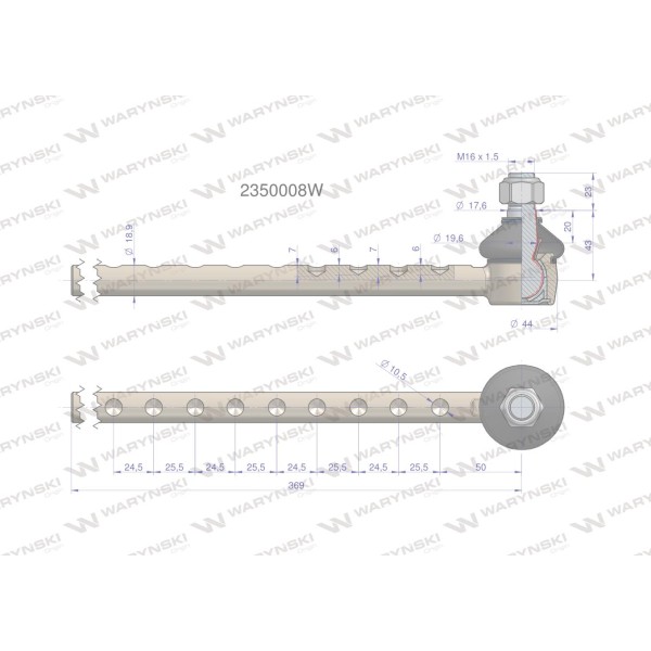 Przegub kierowniczy 369mm 2350008 WARYŃSKI 2350008W | Exvi