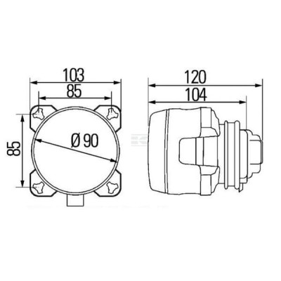 Reflektor halogenowy, okrągły 12V Ø 90 1K0008191011 | Exvi