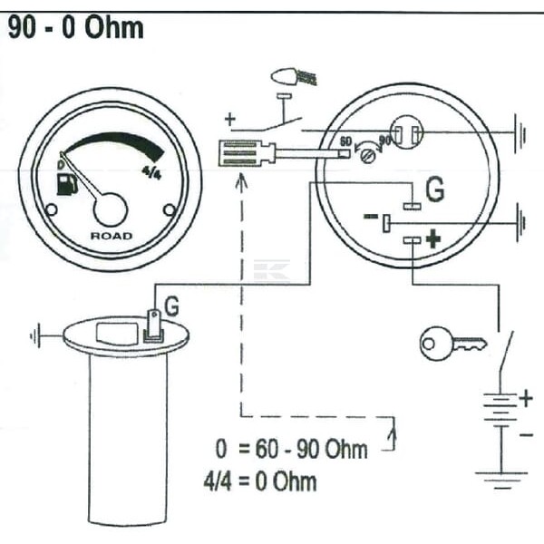 Wskaźnik zapasu paliwa, 12 V, 52 mm I00009 | Exvi