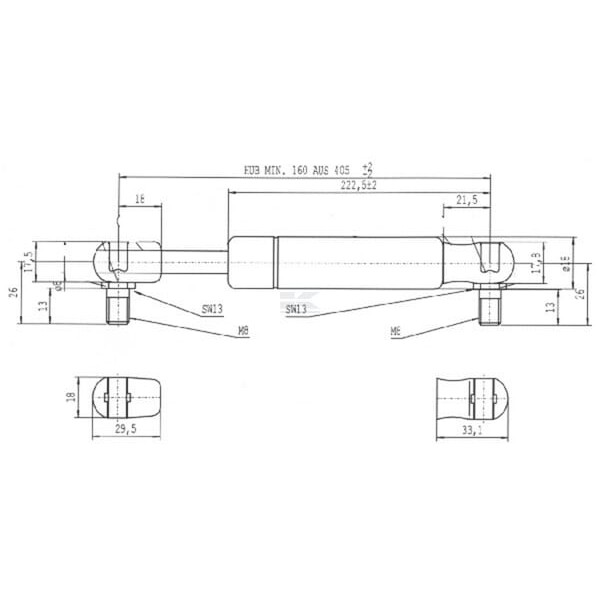 Sprężyna gazowa L405 mm 700N Stabilus CA083631 | Exvi