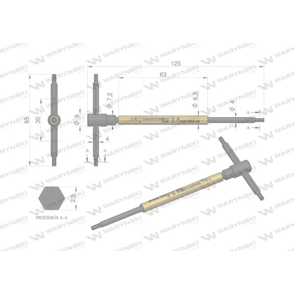 Klucz T ze spinnerem HEX 2.5 mm Waryński WMK136 | Exvi