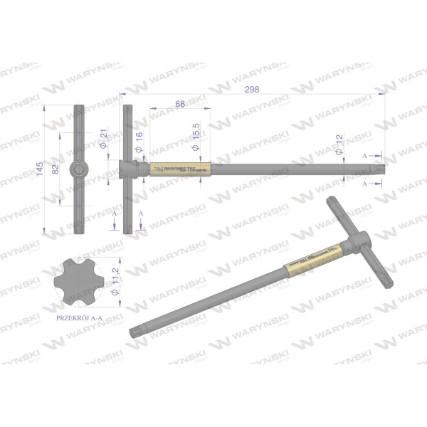 Klucz T ze spinnerem TORX T55 Waryński WMK156 | Exvi