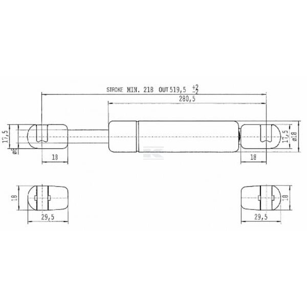 Sprężyna gazowa L519.5 mm 200N Stabilus CA490768 | Exvi
