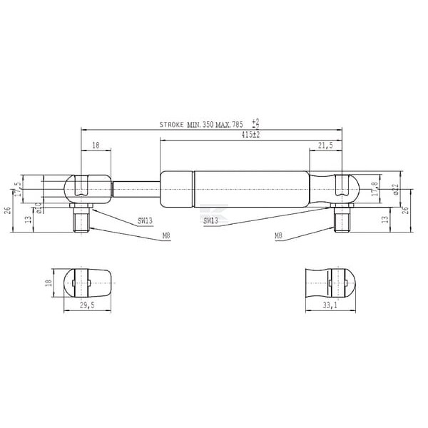 Sprężyna gazowa L785 mm 1150N Stabilus CA095532 | Exvi