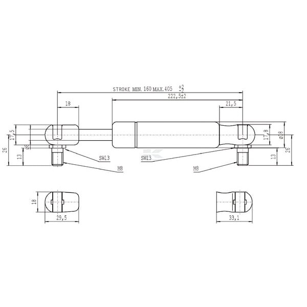 Sprężyna gazowa L405 mm 150N Stabilus CA095621 | Exvi