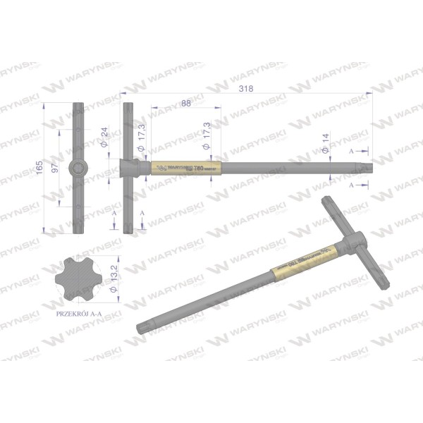 Klucz T ze spinnerem TORX T60 Waryński WMK157 | Exvi