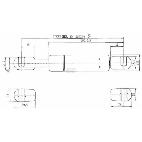 Sprężyna gazowa L276 mm 200N Stabilus CA592366 | Exvi