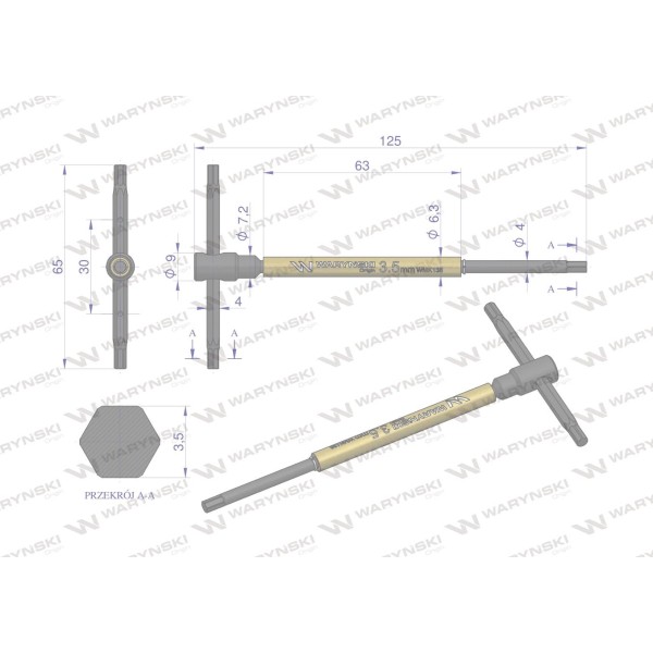 Klucz T ze spinnerem HEX 3.5 mm Waryński WMK138 | Exvi