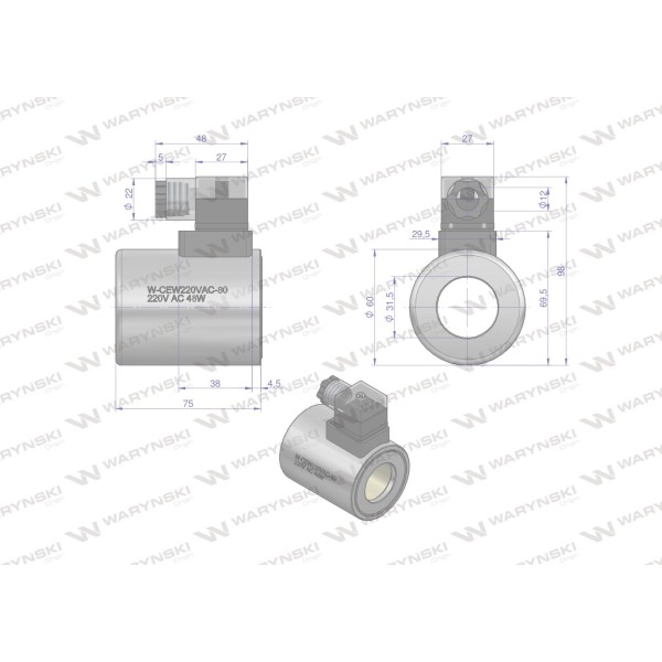 Cewka dzielnika elektrozaworu CEW220VAC-80 | Exvi