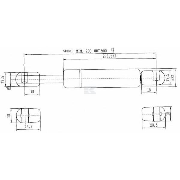 Sprężyna gazowa L500 mm 150N Stabilus CA592285 | Exvi
