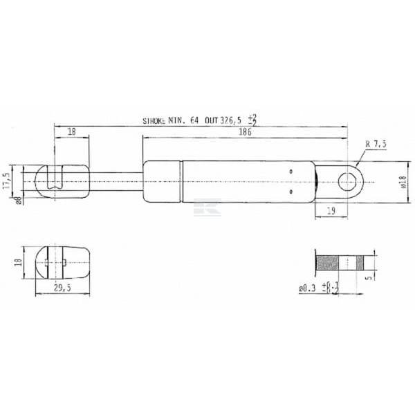 Sprężyna gazowa L326.5 mm 110N Stabilus CA641200 | Exvi