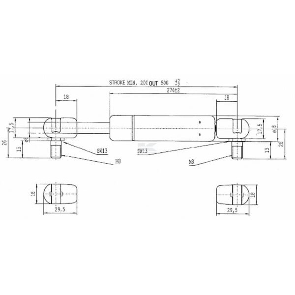 Sprężyna gazowa L500 mm 300N Stabilus CA066281 | Exvi