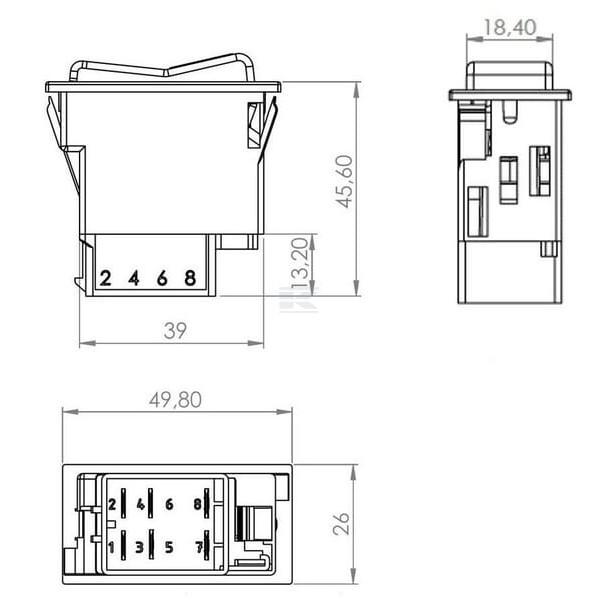 Przełącznik kołyskowy, II+I-0, on-on-on SW10060KR | Exvi