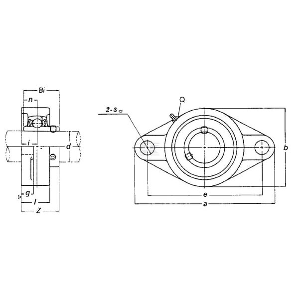 Łożysko z obudową owalną 2-otw. kpl. UCFL206GP | Exvi
