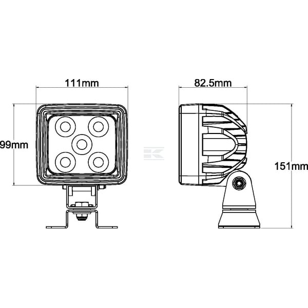 Lampa robocza LED, kwadratowa 60W 5600lm LA10410 | Exvi