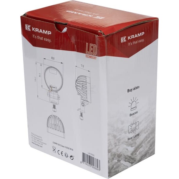 Lampa robocza LED, okrągła 40W 4000lm 10/30V LA10550 | Exvi